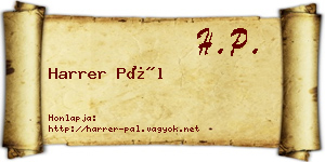 Harrer Pál névjegykártya